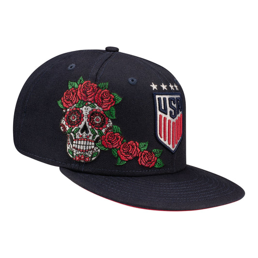 Men's USWNT New Era Day of the Dead Navy 9Fifty Snapback - Side View