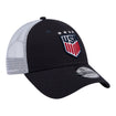 Adult New Era USWNT 9Forty Trucker Navy Hat - Front View