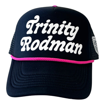 Adult USWNT Trinity Rodman Puff Print Black Trucker Hat