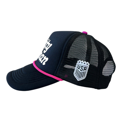 Adult USWNT Trinity Rodman Puff Print Black Trucker Hat