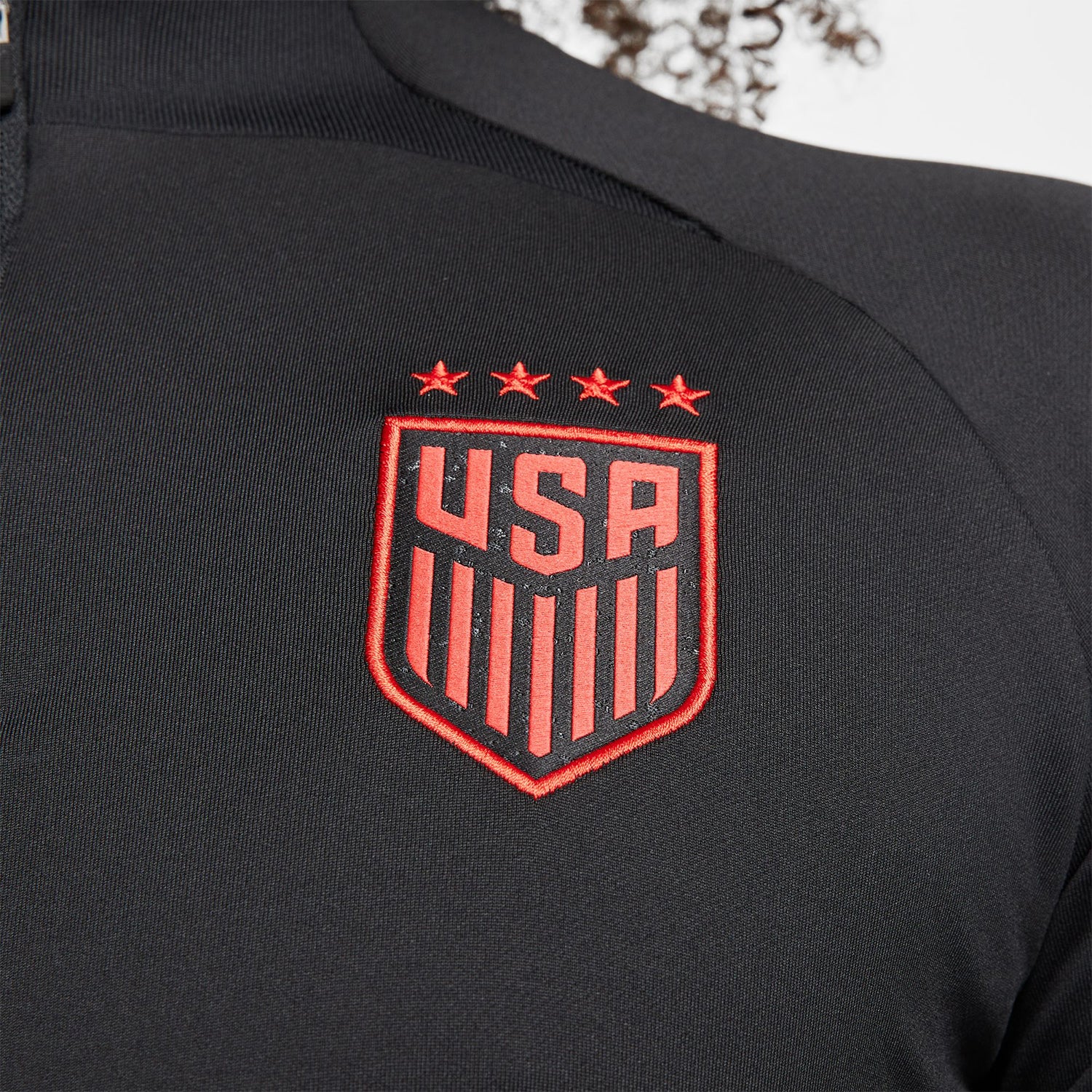 Men's Nike USWNT Strike 1/4 Zip Black Drill Top - Logo View