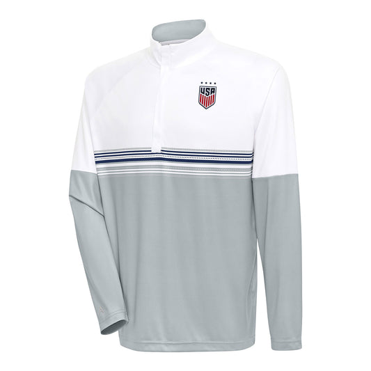 Men's Antigua USWNT Bender Grey Pullover - Front View
