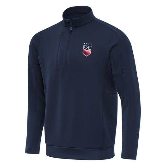 Men's Antigua USWNT Hunk Navy 1/4 Zip