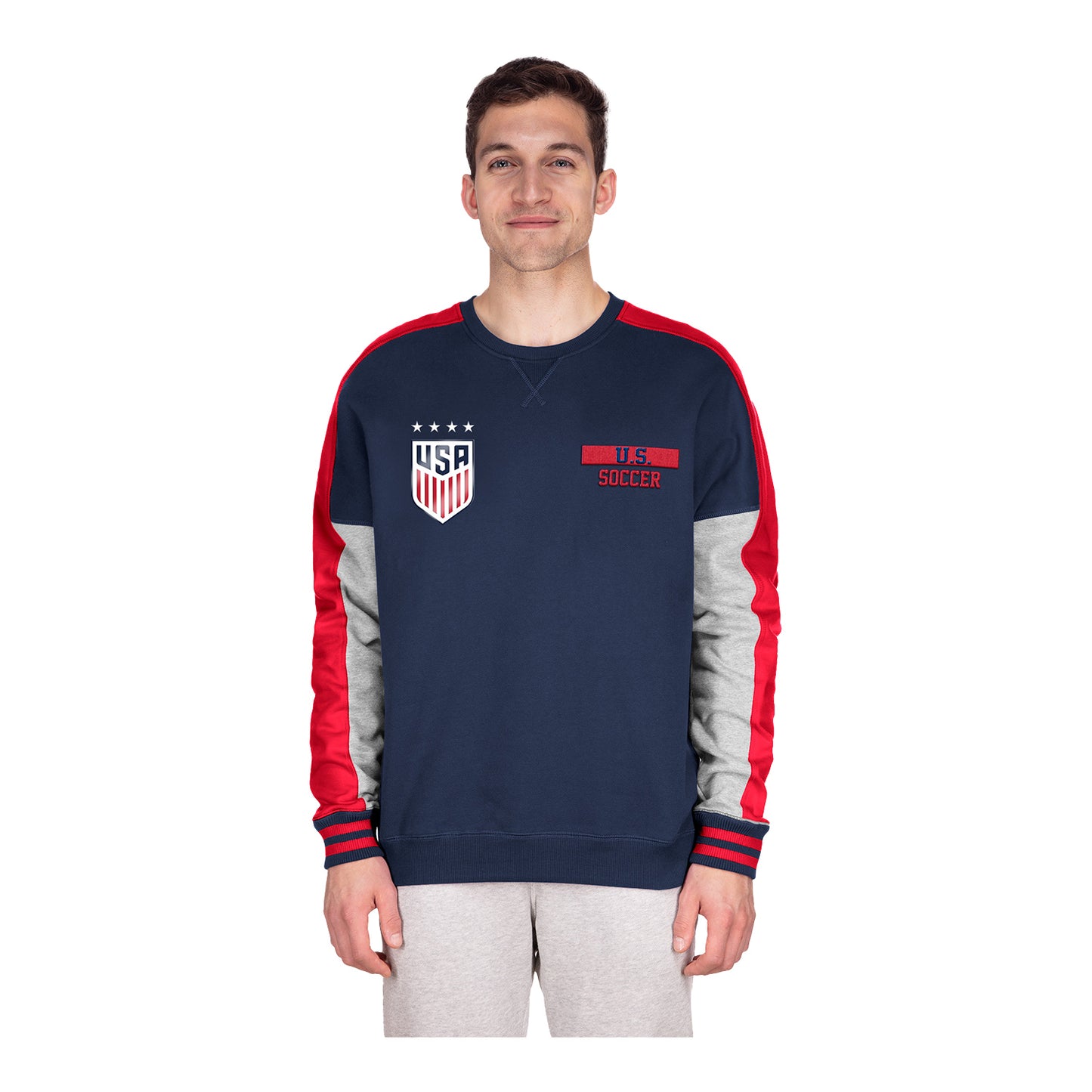 Men's New Era USWNT Navy Split Crewneck - Front View