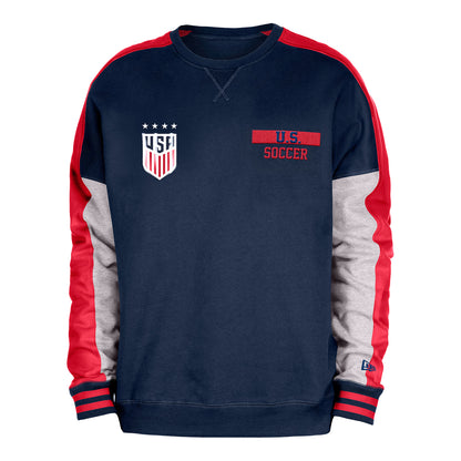 Men's New Era USWNT Navy Split Crewneck - Front View