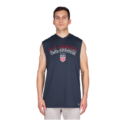 Men's New Era USWNT Navy Sleeveless Hoodie - Front View