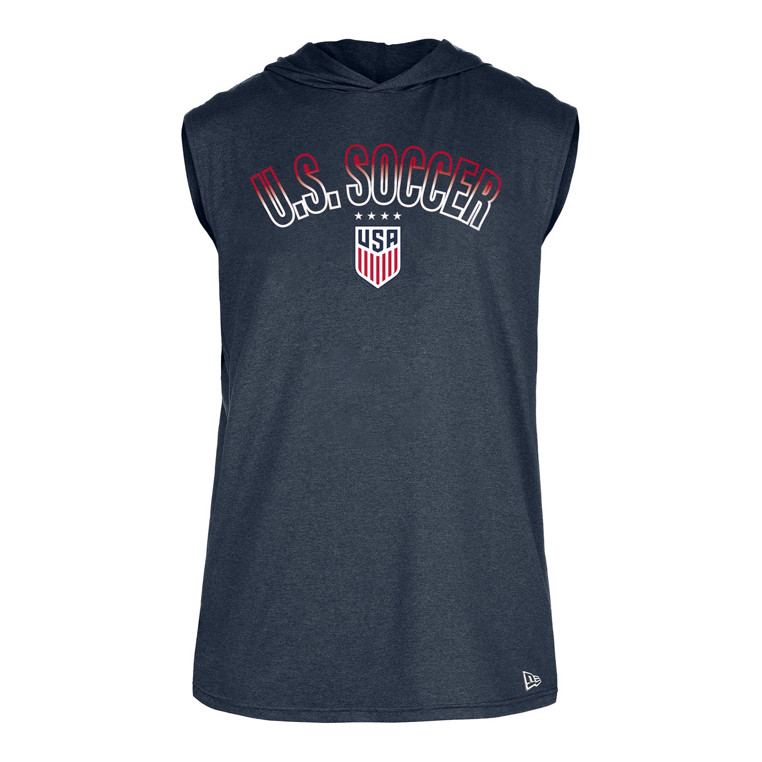 Men's New Era USWNT Navy Sleeveless Hoodie - Front View