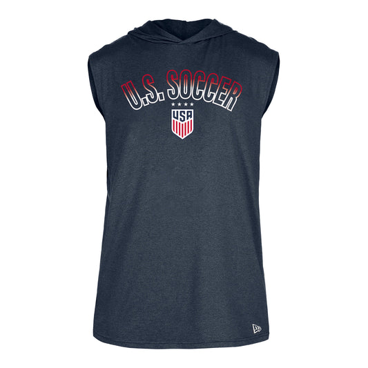 Men's New Era USWNT Navy Sleeveless Hoodie - Front View