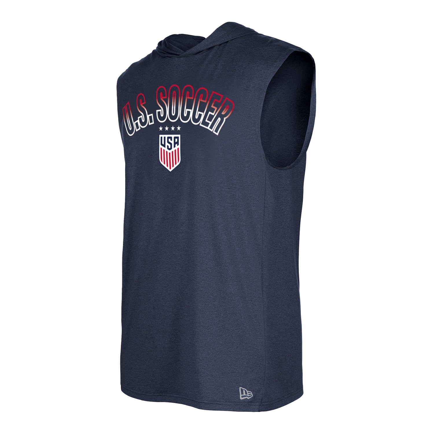 Men's New Era USWNT Navy Sleeveless Hoodie - Front Side View