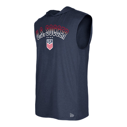 Men's New Era USWNT Navy Sleeveless Hoodie - Front Side View