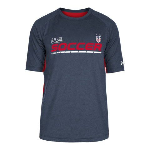 Men's New Era USWNT Brushed Heather Navy Tee - Front View