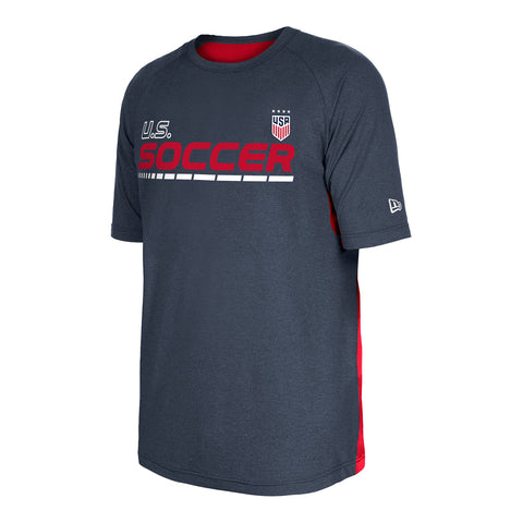 Men's New Era USWNT Brushed Heather Navy Tee - Front Side View