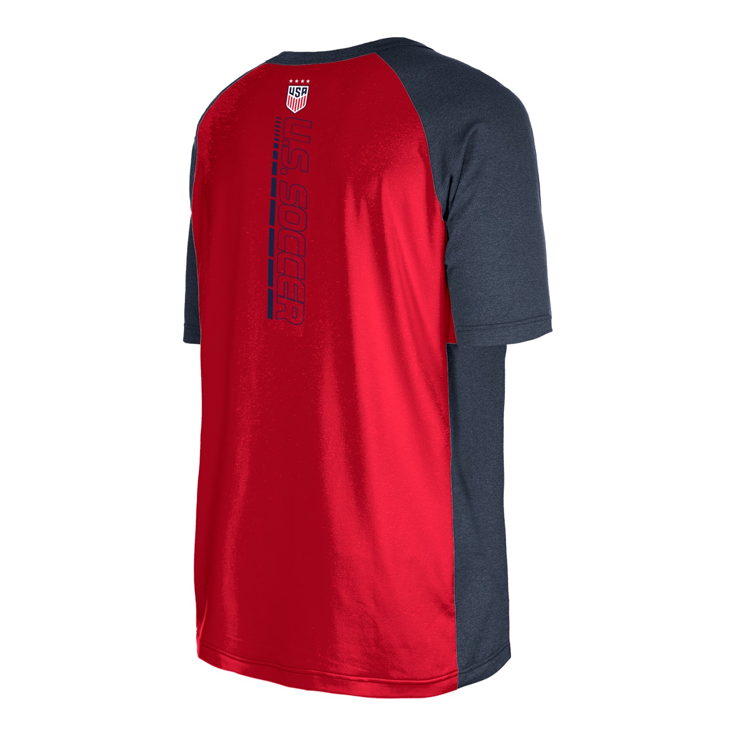 Men's New Era USWNT Brushed Heather Navy Tee - Back Side View