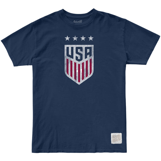 Men's Original Retro Brand USWNT 4 Star Vintage Crest Navy Tee