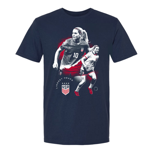 Unisex USWNT Lindsey Heaps Graphic Navy Tee