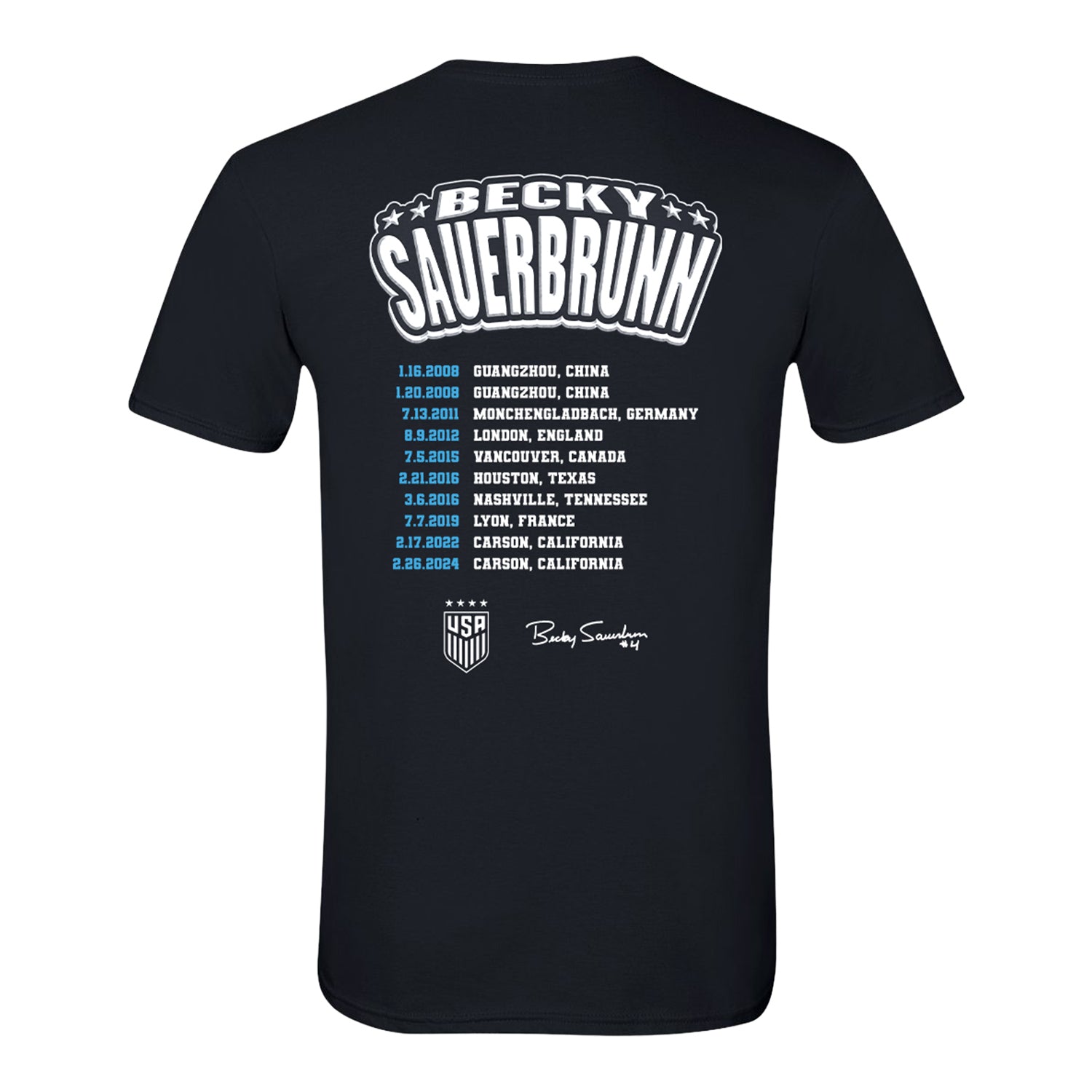 Unisex USWNT Becky Sauerbrunn Farewell Black Tee