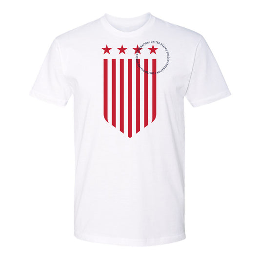 Unisex USWNT Striped Crest White Tee - Front View