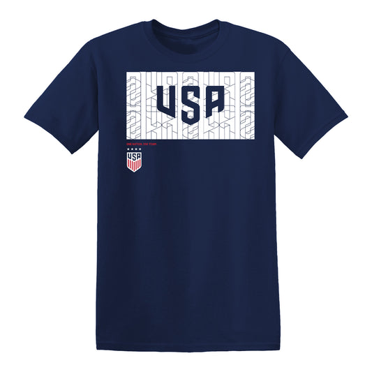 Unisex USWNT Stacked Navy Tee - Front View