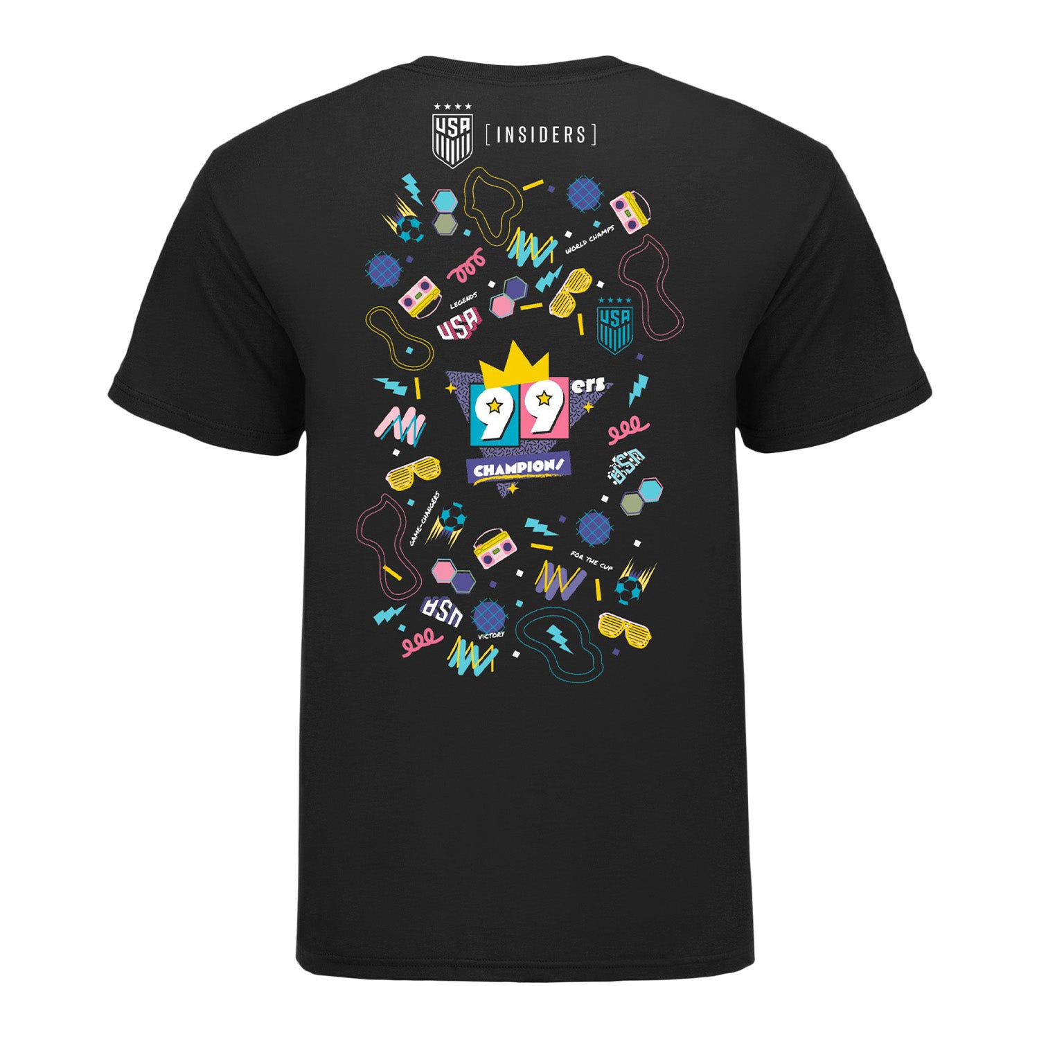 Unisex USWNT 99ers Retro Insiders Black Tee - Back View