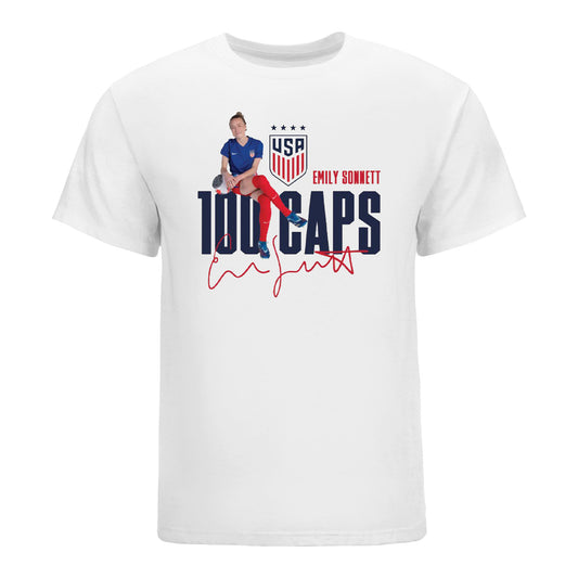 Unisex USWNT Emily Sonnett 100th Cap Celebration White Tee