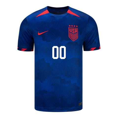 Men's Nike USWNT 2023 Away Personalized Match Jersey in Blue - Front View