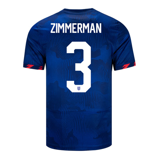 Men's Nike USMNT 2023 Away Zimmerman 3 Stadium Jersey - Back View