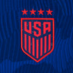 Men's Nike USWNT 2023 Away Personalized Match Jersey in Blue - Badge View