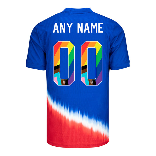 Men's Nike USWNT 2024 Personalized Pride Away Match Jersey - Back View