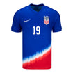 Men's Nike USWNT 2024 American Icon Away Dunn 19 Stadium Jersey - Front View