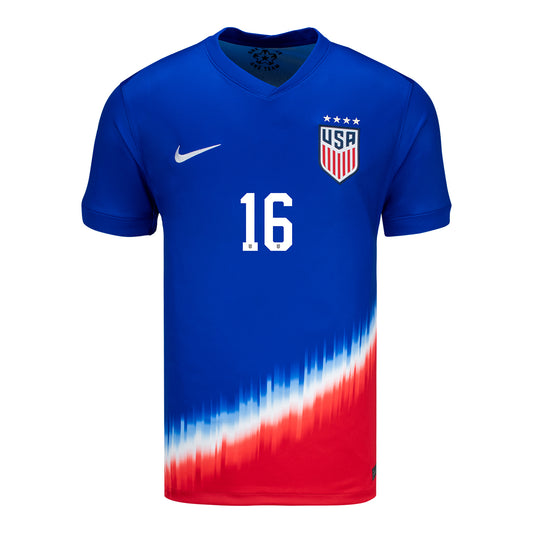 Men's Nike USWNT 2024 American Icon Away Lavelle 16 Stadium Jersey - Front View