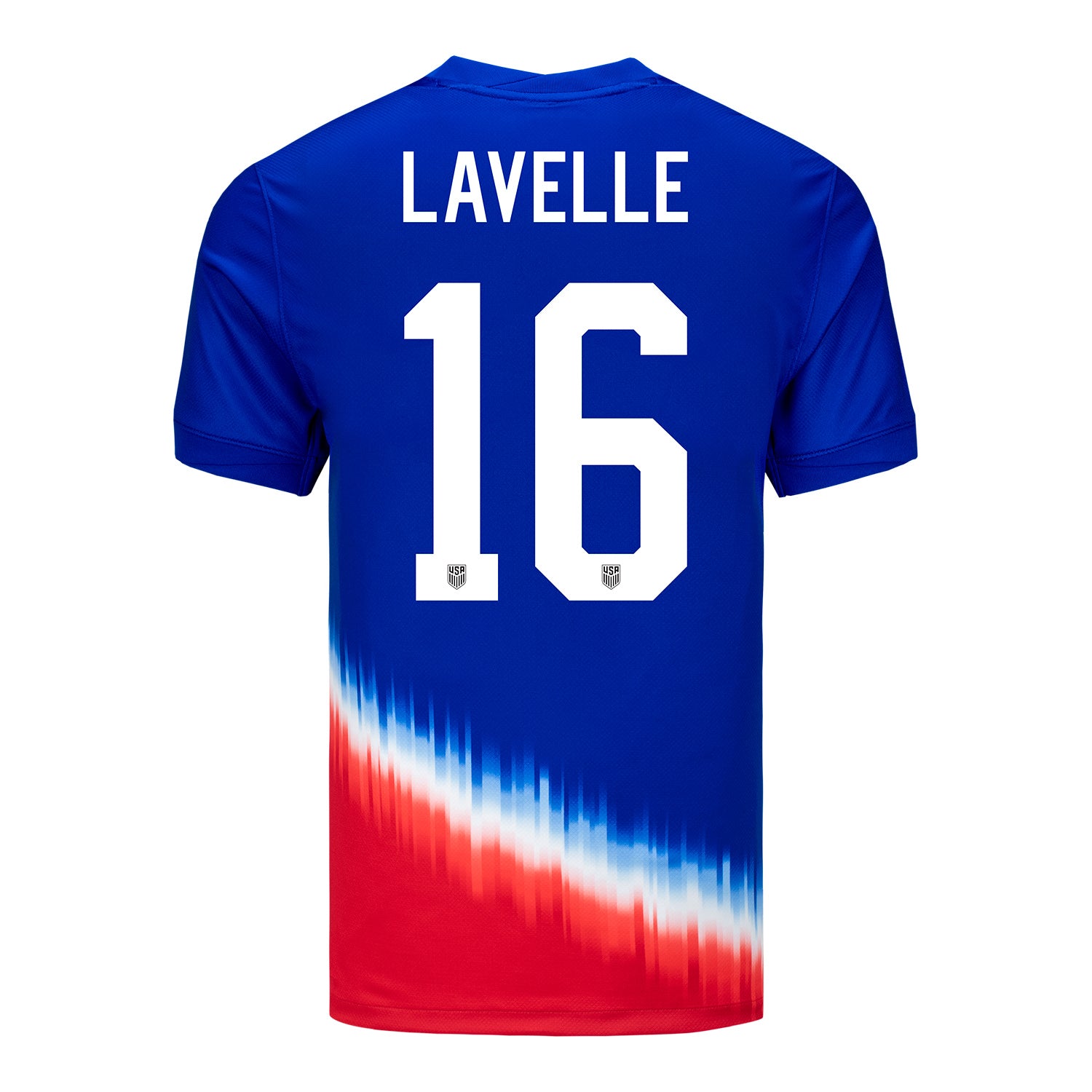 Men's Nike USWNT 2024 American Icon Away Lavelle 16 Stadium Jersey - Back View