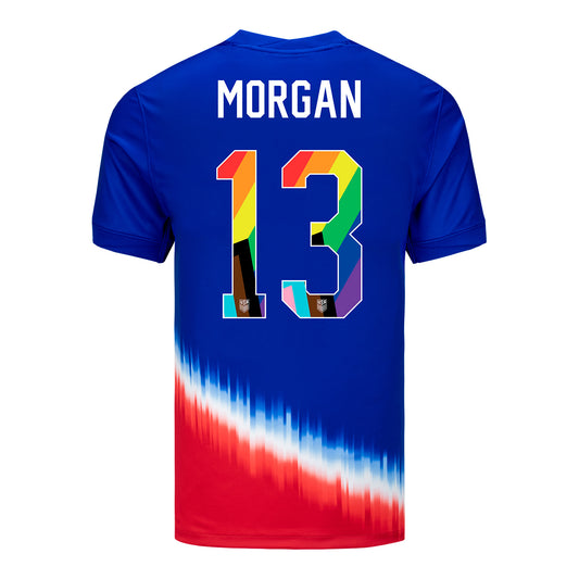 Men's Nike USWNT 2024 Pride-Themed Away Morgan 13 Stadium Jersey