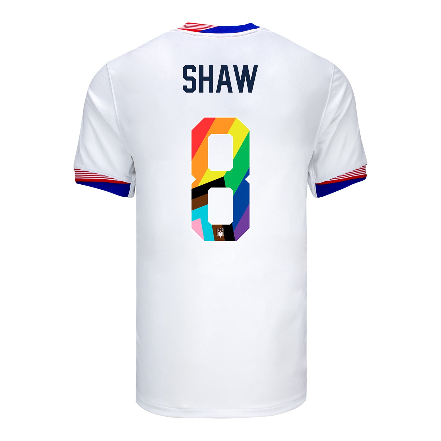 Men's Nike USWNT 2024 Pride Home Shaw 8 Stadium Jersey - Back View
