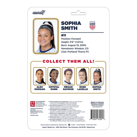 Super 7 USWNT Sophia Smith Supersports Figure - Back View