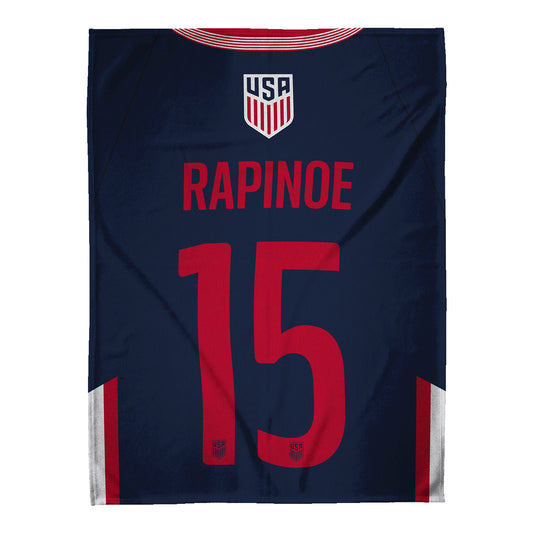 Uncanny Brands USWNT Rapinoe 15 Jersey Throw Blanket - Front View