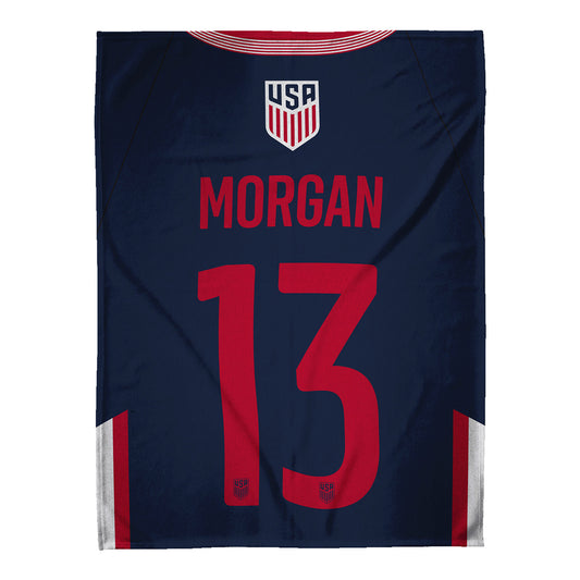 Uncanny Brands USWNT Morgan 13 Jersey Throw Blanket - Front View