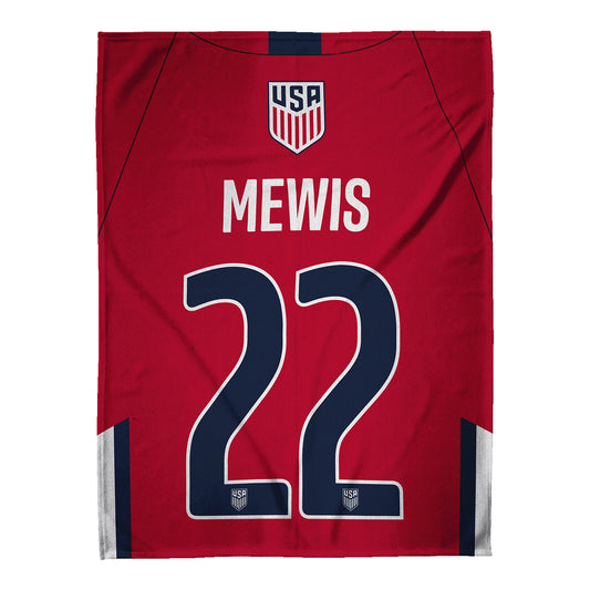 Uncanny Brands USWNT Mewis 22 Jersey Throw Blanket - Front View
