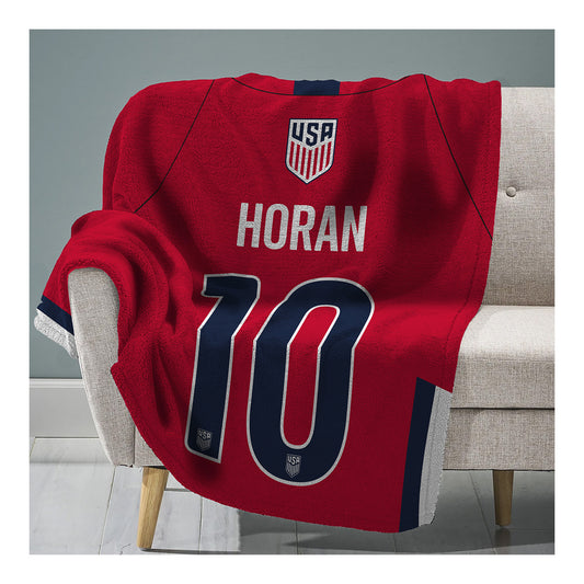 Uncanny Brands USWNT Horan 10 Jersey Throw Blanket - Front View