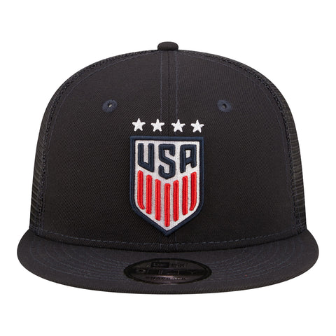 Kids New Era USWNT 9Fifty Trucker Navy Hat - Front View