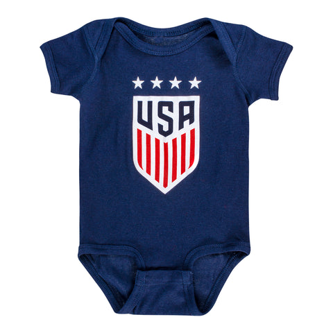 Infant  Outerstuff USWNT Crest Logo Navy Creeper - Front View