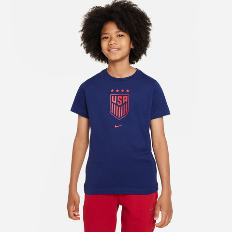 Youth Nike USWNT Crest Blue Tee - Front VIew