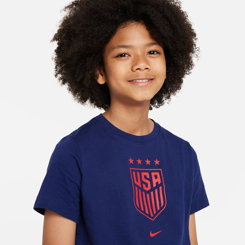 Youth Nike USWNT Crest Blue Tee - Front Graphic View