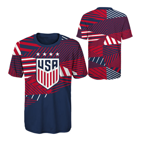 Youth Outerstuff USWNT Spirited Winger All Over Print Tee - Front View