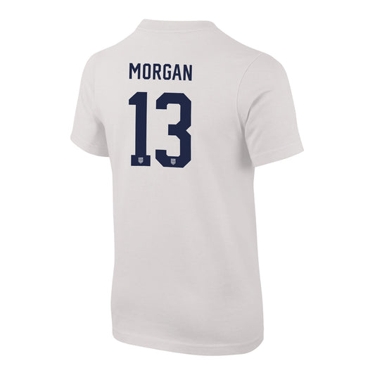 Youth Nike USWNT Classic Morgan White Tee - Back View