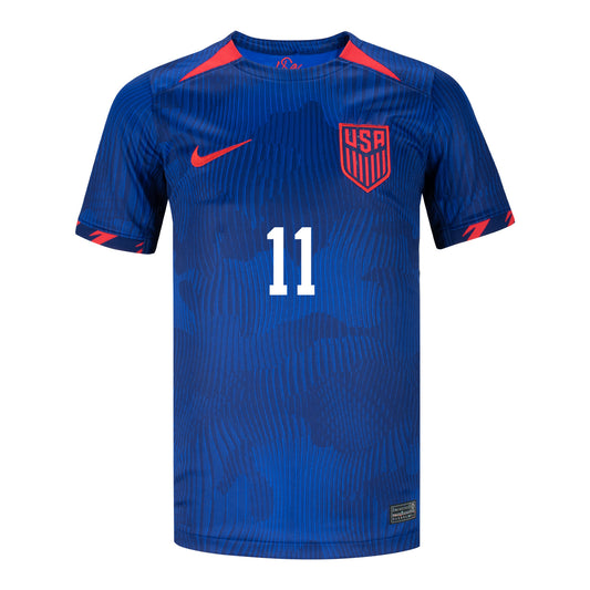 Youth Nike USMNT 2023 Away Aaronson 11 Stadium Jersey - Front View
