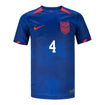 Youth Nike USMNT 2023 Away Adams 4 Stadium Jersey - Front View