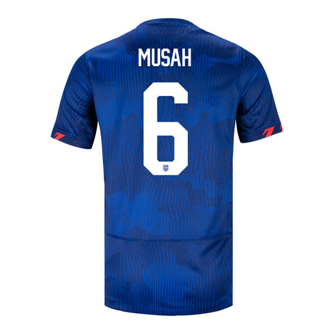 Youth Nike USMNT 2023 Away Musah 6 Stadium Jersey - Back View