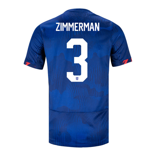 Youth Nike USMNT 2023 Away Zimmerman 3 Stadium Jersey - Back View