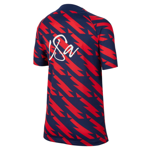 Youth Nike USWNT 2023 VW Pre-Match Red Top - Back View