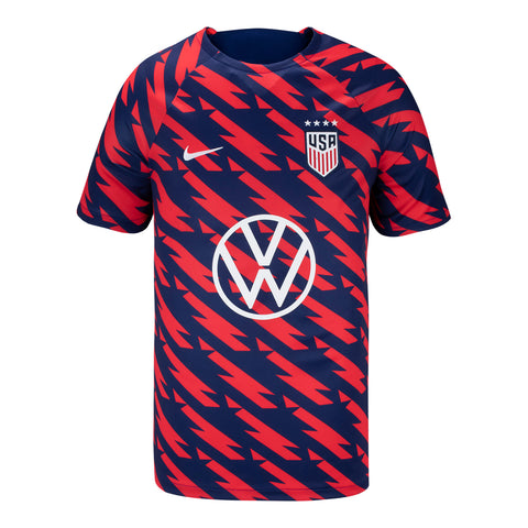 Youth Nike USWNT 2023 VW Pre-Match Red Top - Front View